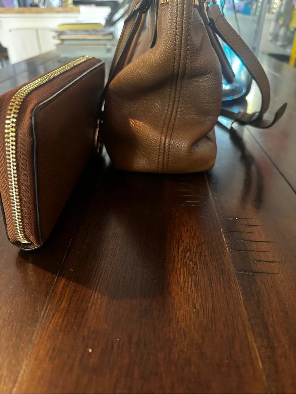 Michael Kors Brown Sierra Medium Satchel with Matching Wallet